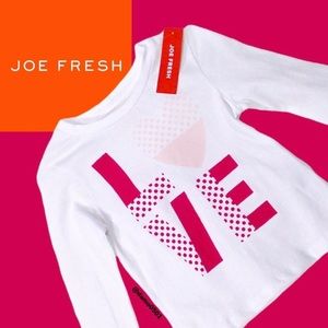 NWT Joe Fresh Pink “Love” ♥️ Graphic Long Sleeve